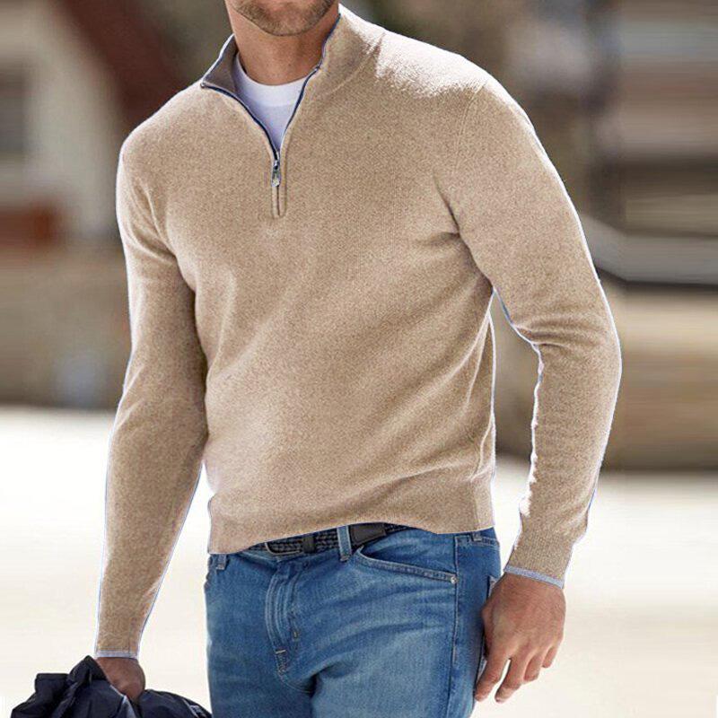Pull zippé pour homme à coupe détendue et texture raffinée