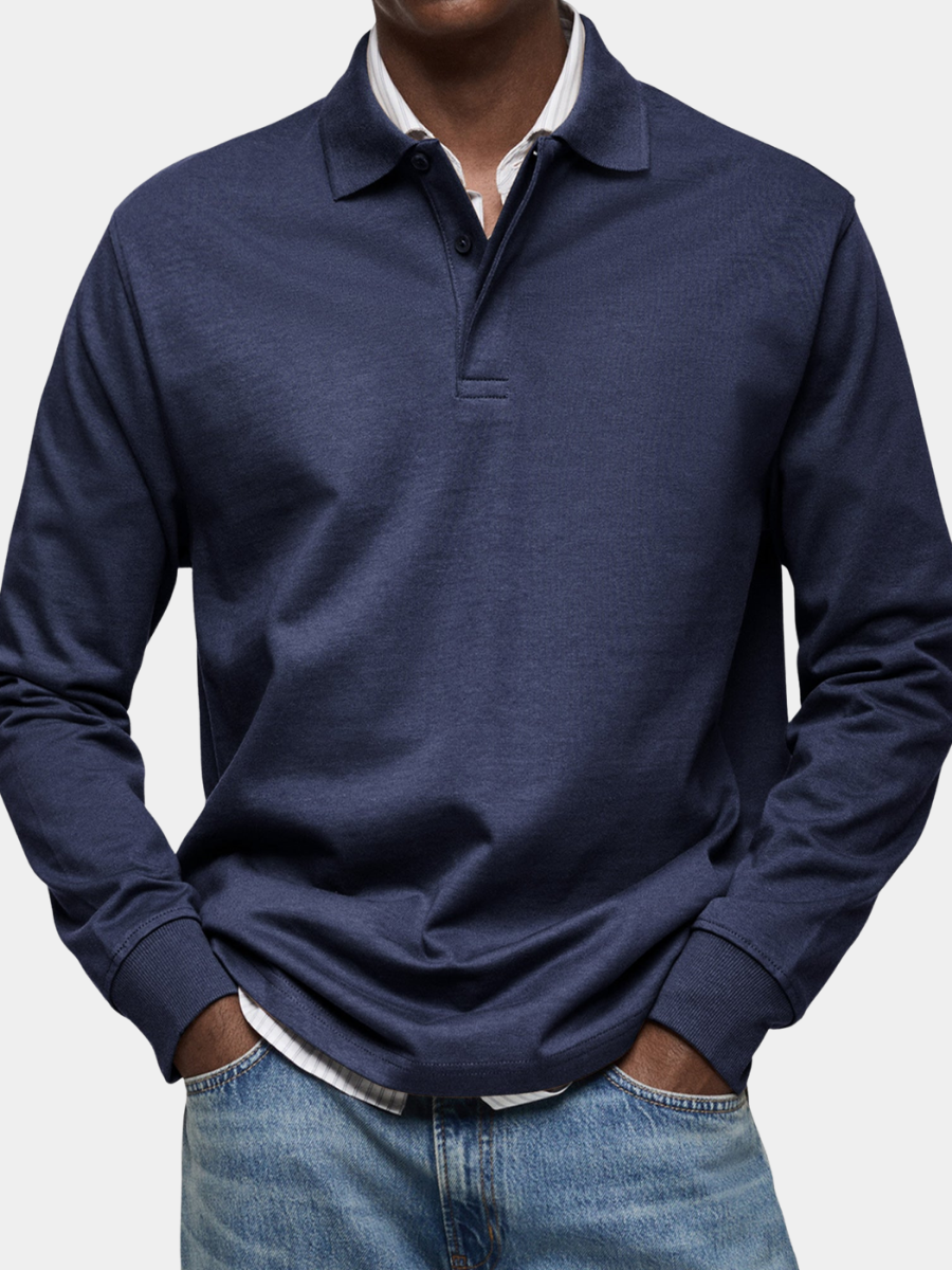 Polo à manches longues pour homme en coupe ajustée, look soigné et intemporel