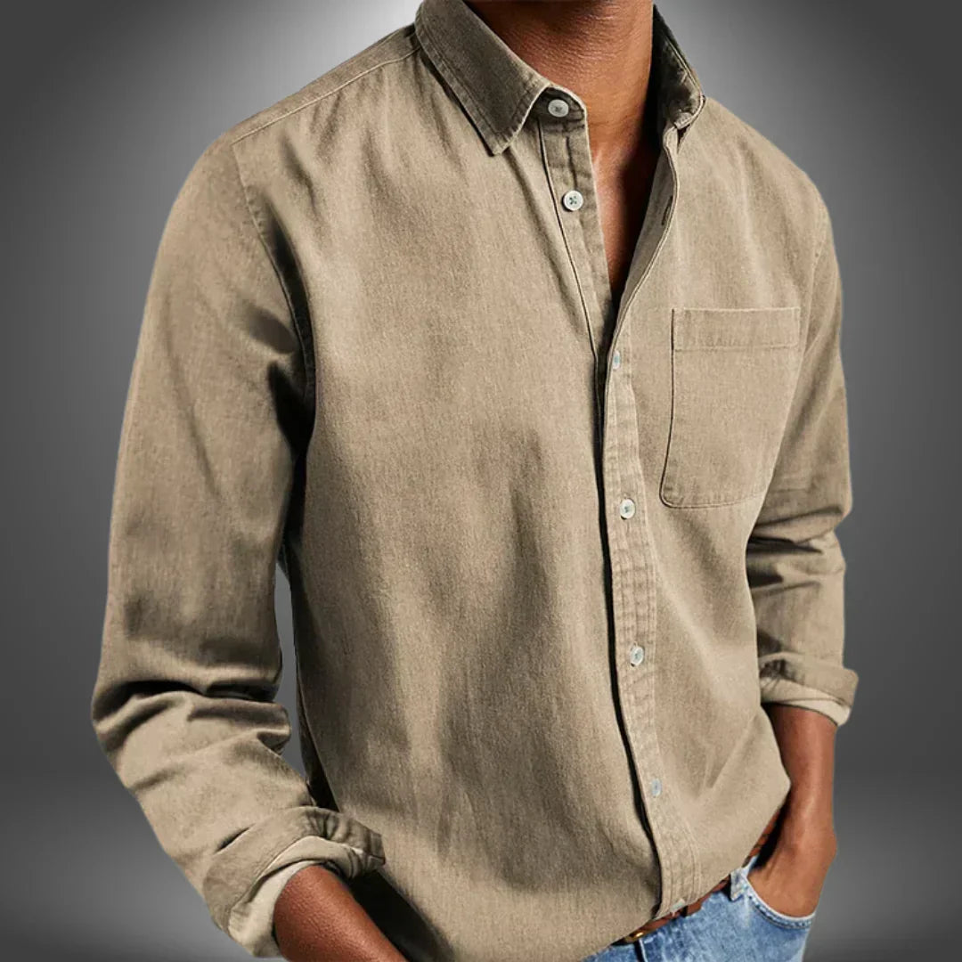 Chemise artisanale pour homme à col ouvert et coupe classique