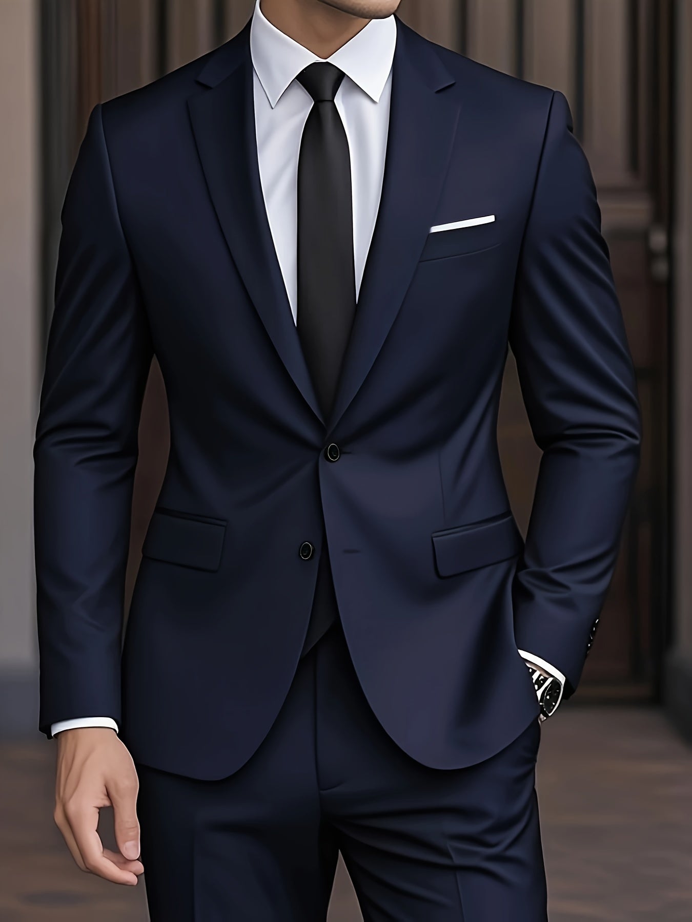 Costume deux pièces coupe slim pour homme en bleu marine