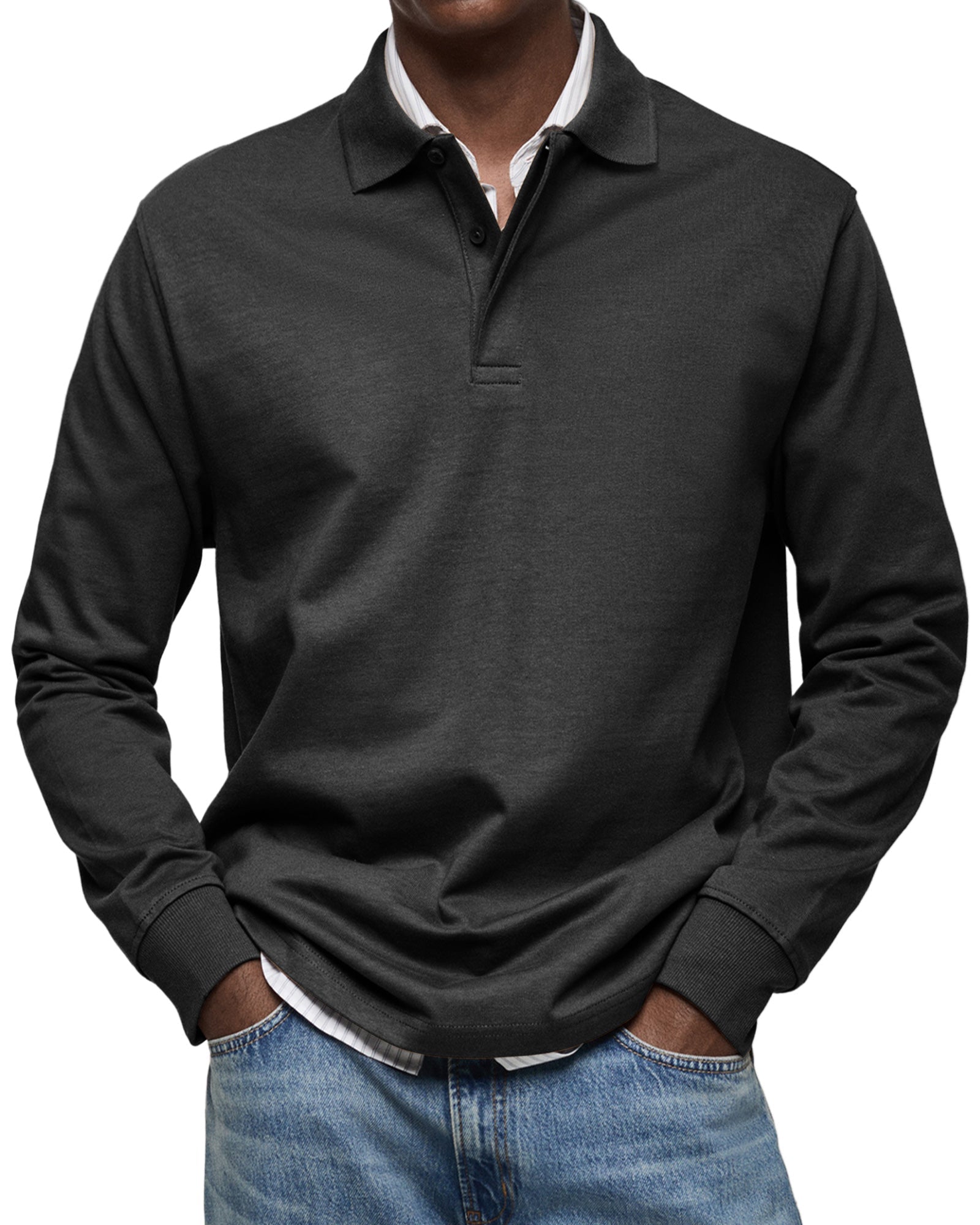 Polo à manches longues pour homme à la coupe ajustée et aux finitions soignées
