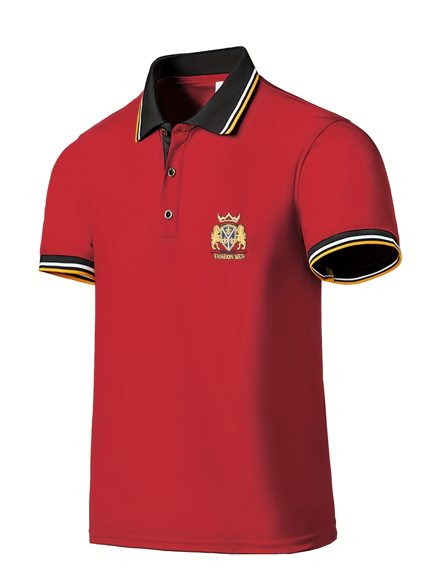 Chemise d'été brodée pour homme avec col à revers décontracté en couleur unie