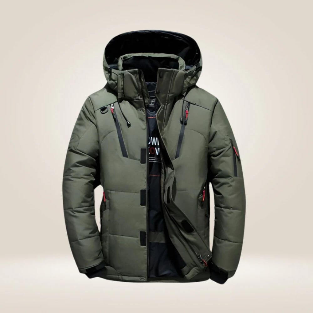 Veste d'hiver en duvet pour homme avec capuche amovible et coupe épurée