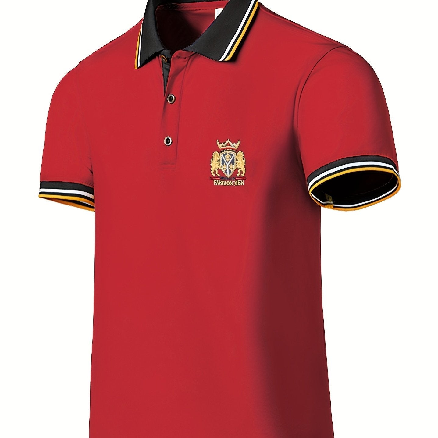 Chemise d'été brodée pour homme avec col à revers décontracté en couleur unie