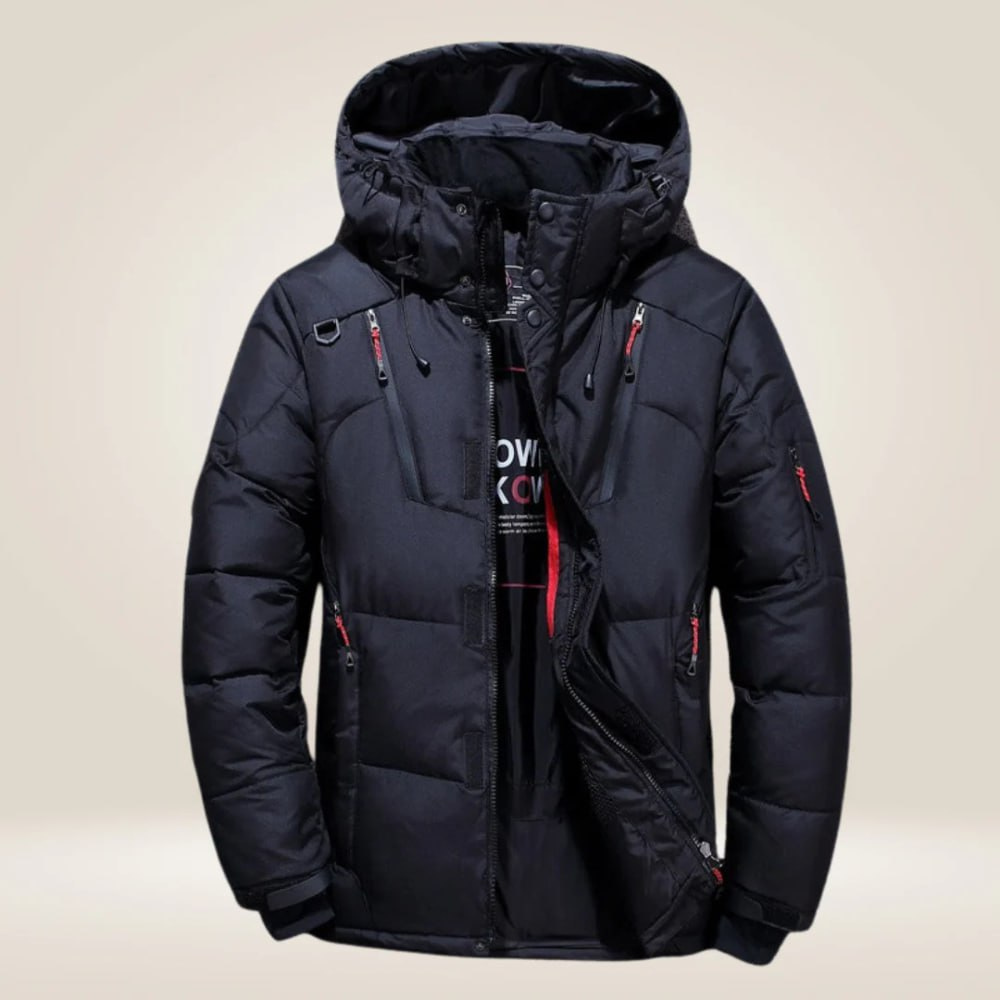 Veste d'hiver en duvet pour homme avec capuche amovible et coupe épurée