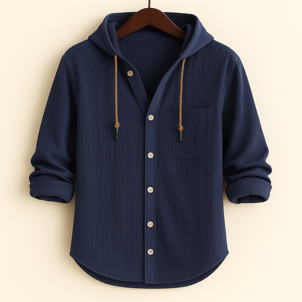 Chemise à capuche en coton doux pour homme, coupe regular