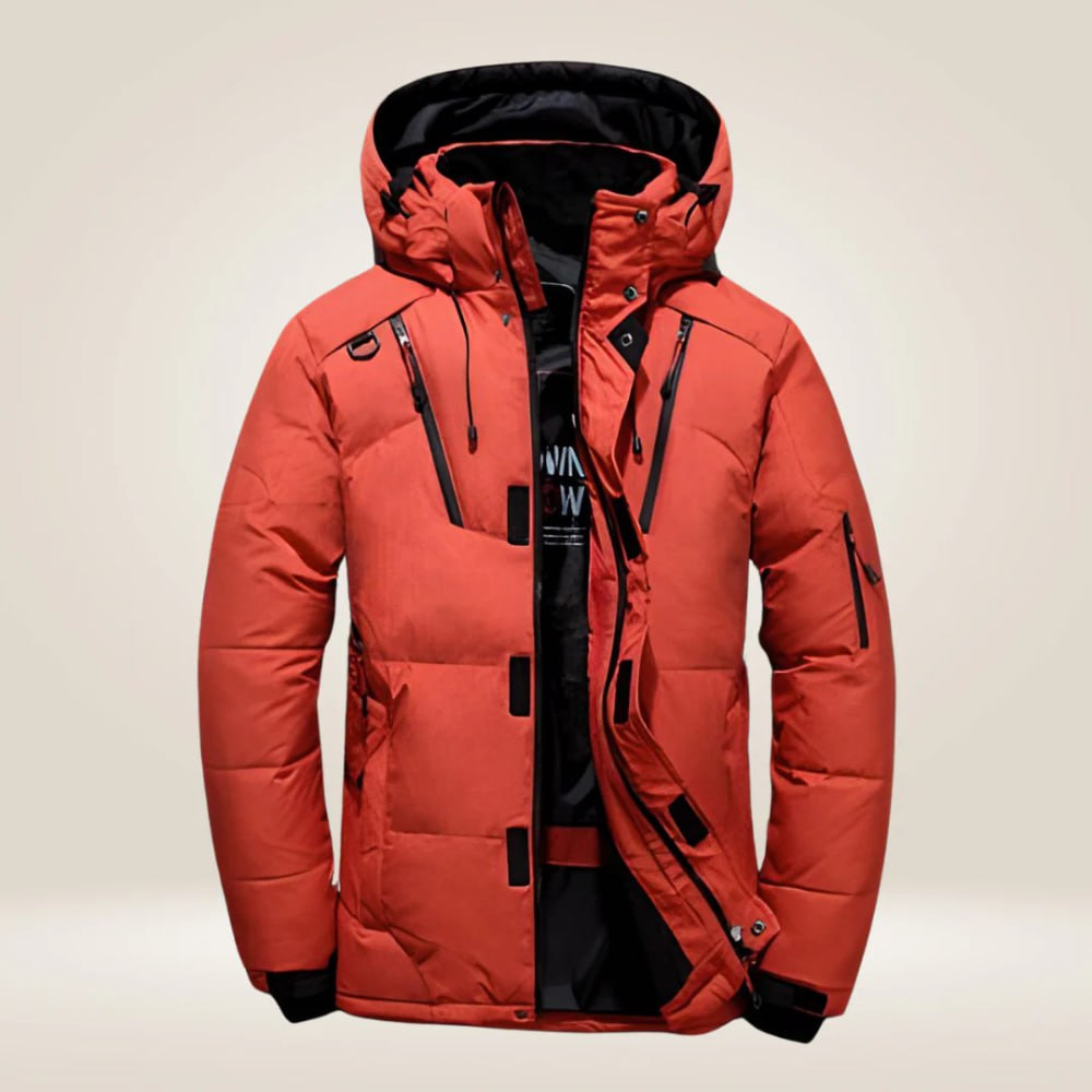 Veste d'hiver en duvet pour homme avec capuche amovible et coupe épurée
