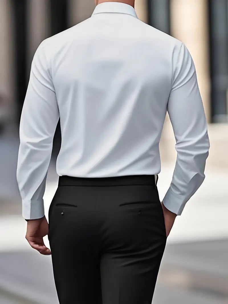 Chemise à manches longues coupe slim pour homme avec col structuré