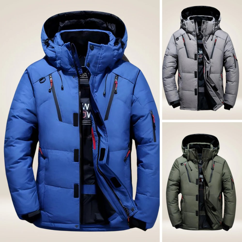Veste d'hiver en duvet pour homme avec capuche amovible et coupe épurée