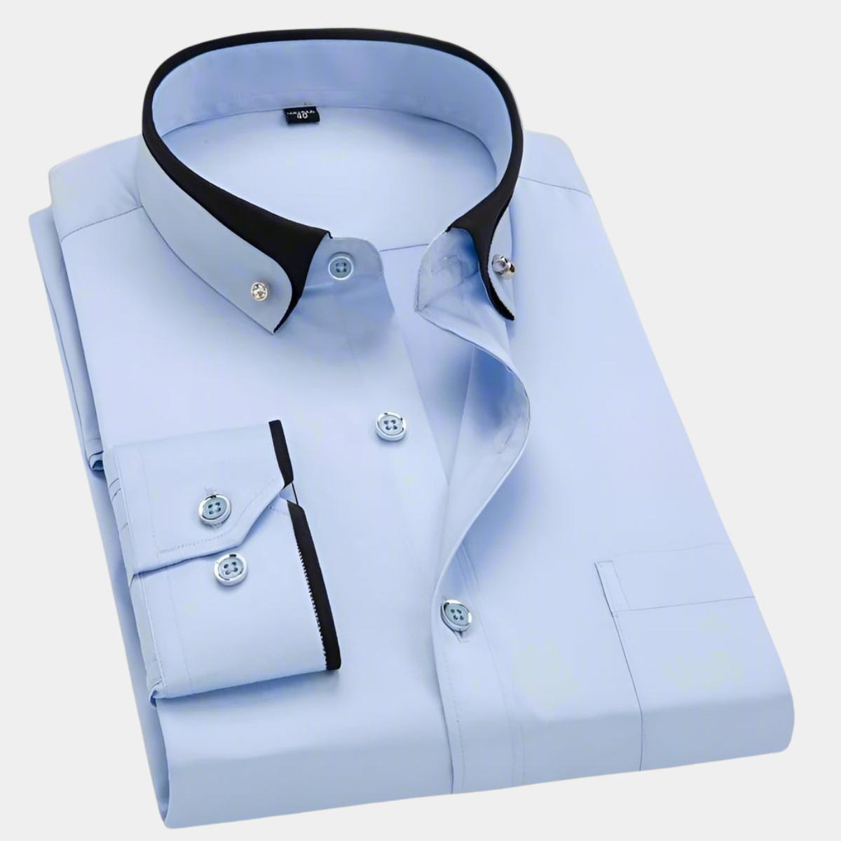 Chemise classique pour homme à manches longues en coton avec col contrasté