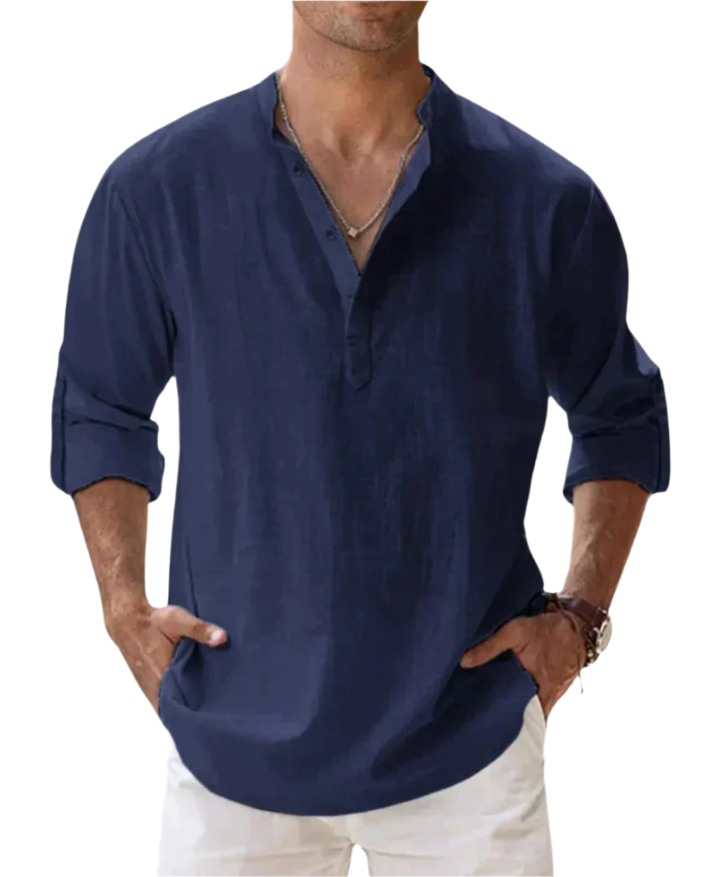 Chemise en coton à coupe ajustée pour homme, look classique et élégant