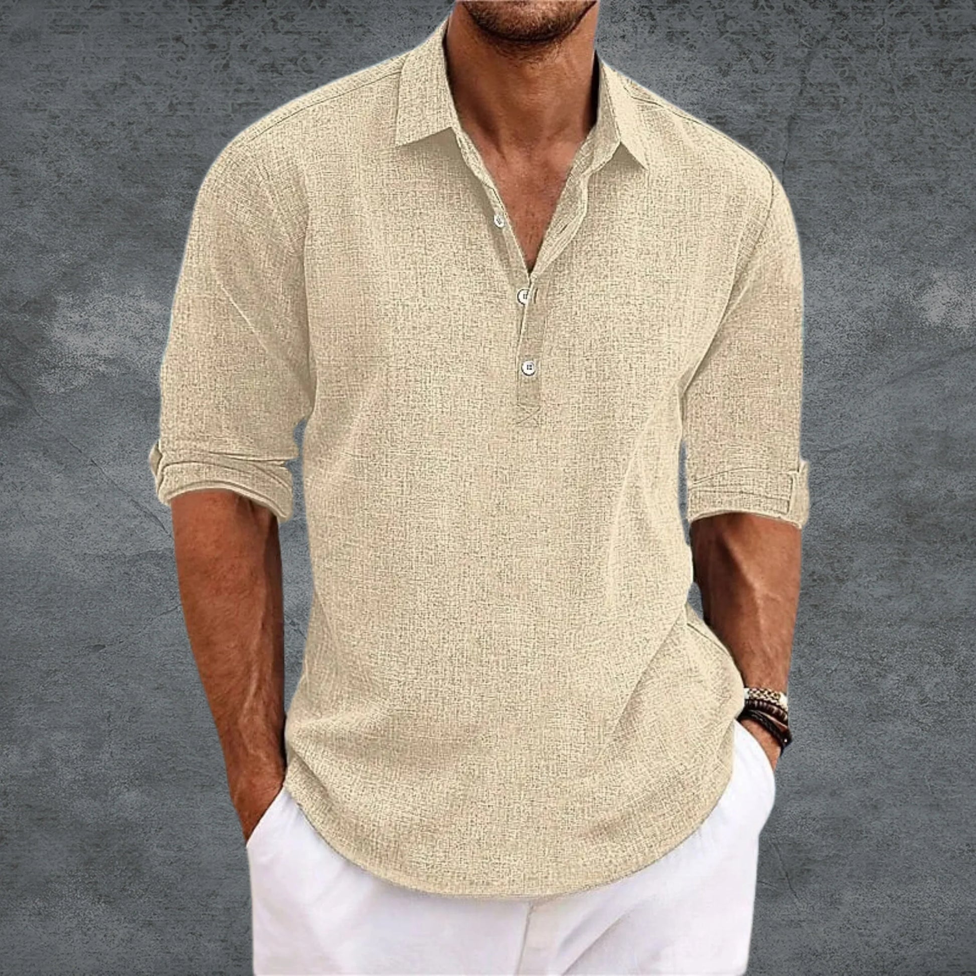 Chemise homme légère et fluide à col ouvert, coupe épurée