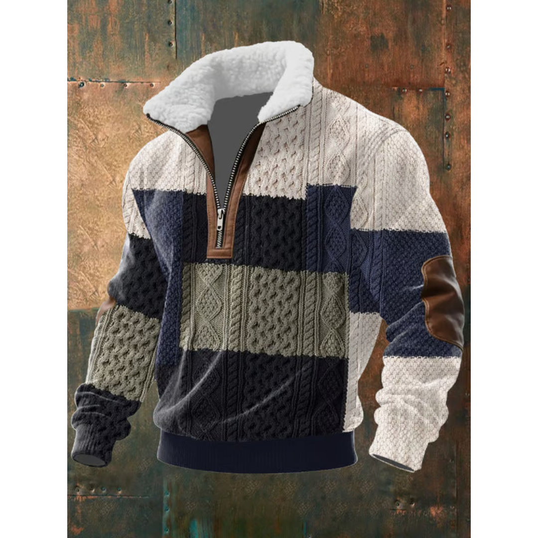 Pull à col haut en polaire pour homme, coupe épurée et col doublé