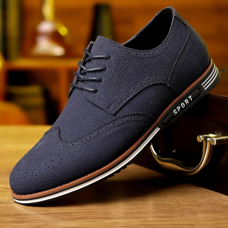 Chaussures habillées pour homme en cuir à semelle orthopédique, coloris noir, marron et bleu