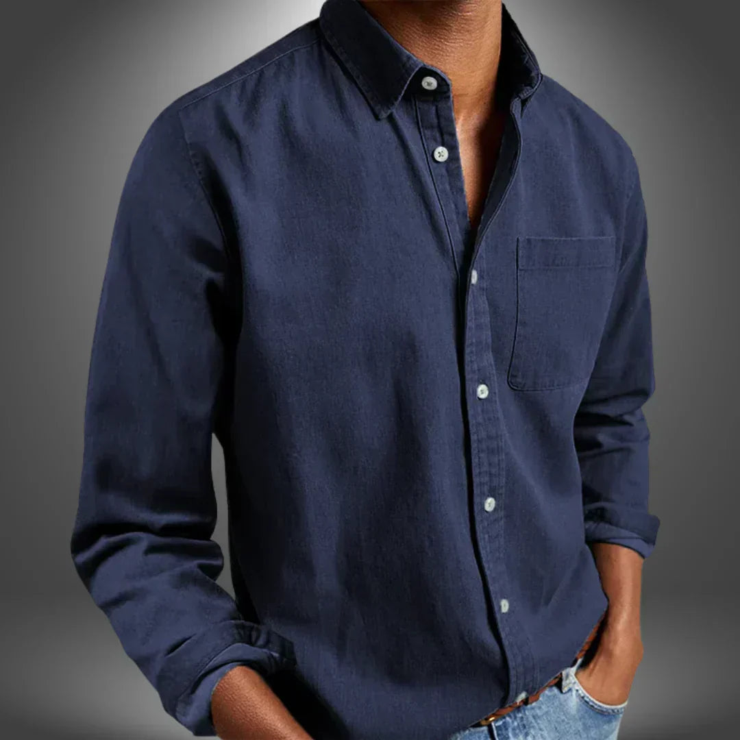 Chemise artisanale pour homme à col ouvert et coupe classique