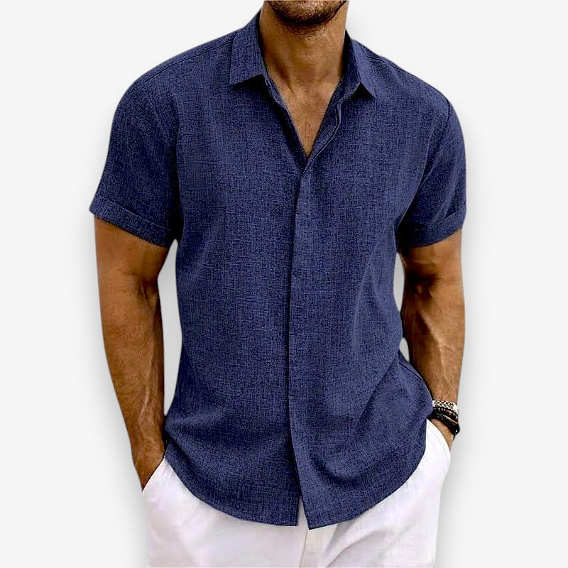 Chemise à manches courtes pour homme avec col ouvert et coupe détendue