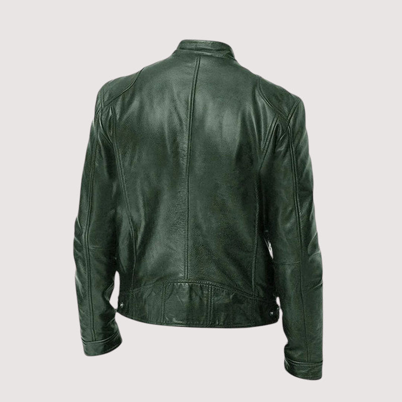 Veste en cuir véritable pour homme à coupe ajustée, portée en look décontracté