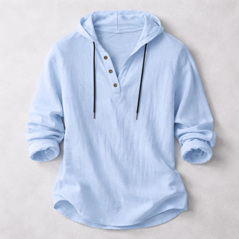 Chemise à capuche pour homme en coton et lin à coupe détendue