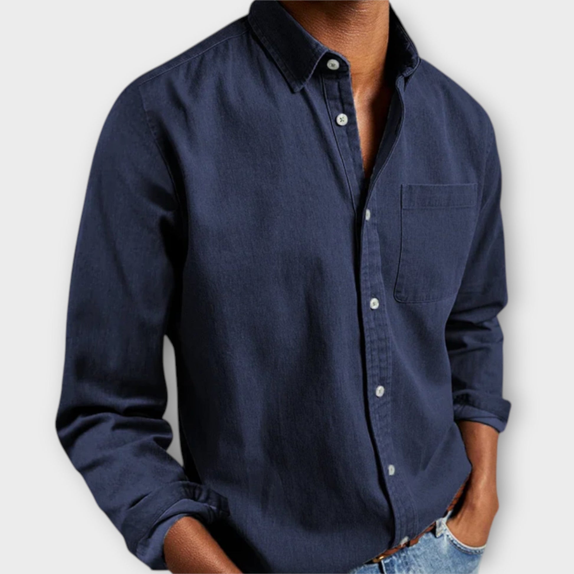 Chemise habillée pour homme à col boutonné en tissu respirant