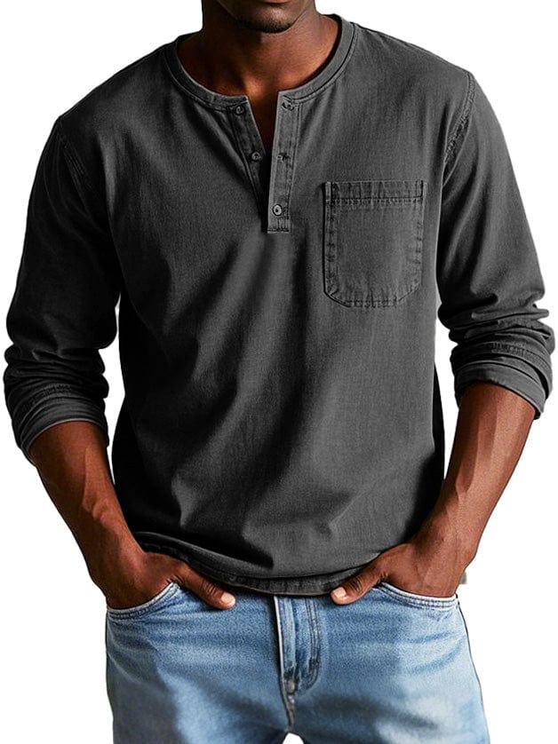 Chemise homme vintage à coupe décontractée, lignes épurées et boutons discrets