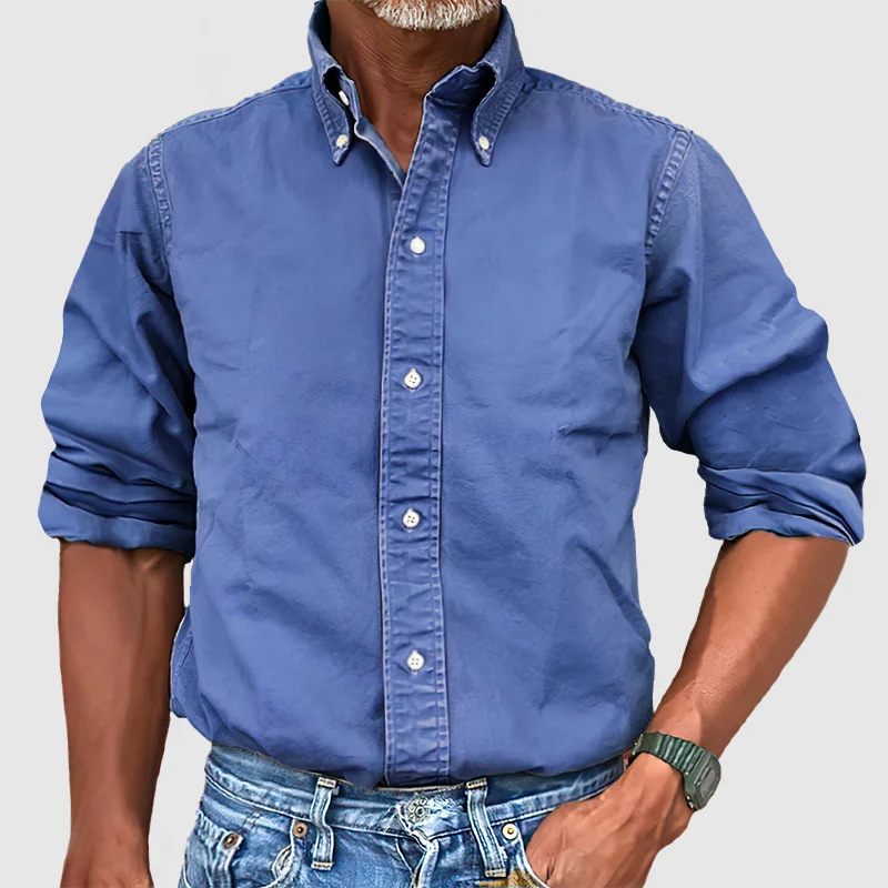 Chemise à manches longues anti-plis pour homme, coupe tailleur élégante