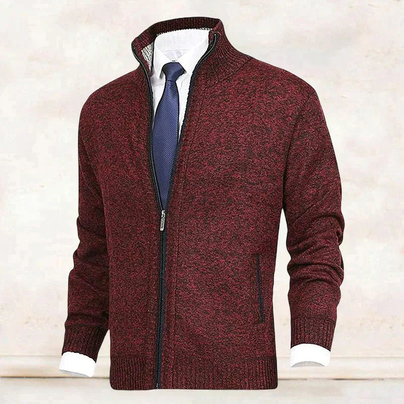 Cardigan à col haut pour homme en maille, coupe soignée et structurée