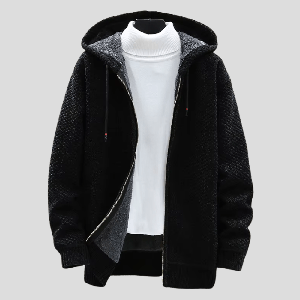 Sweat à capuche zippé pour homme avec doublure polaire, coupe régulière