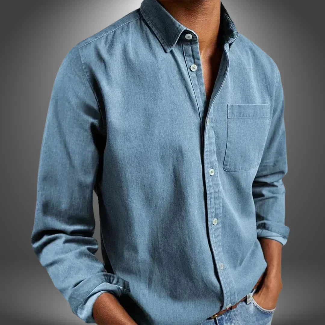 Chemise artisanale pour homme à col ouvert et coupe classique