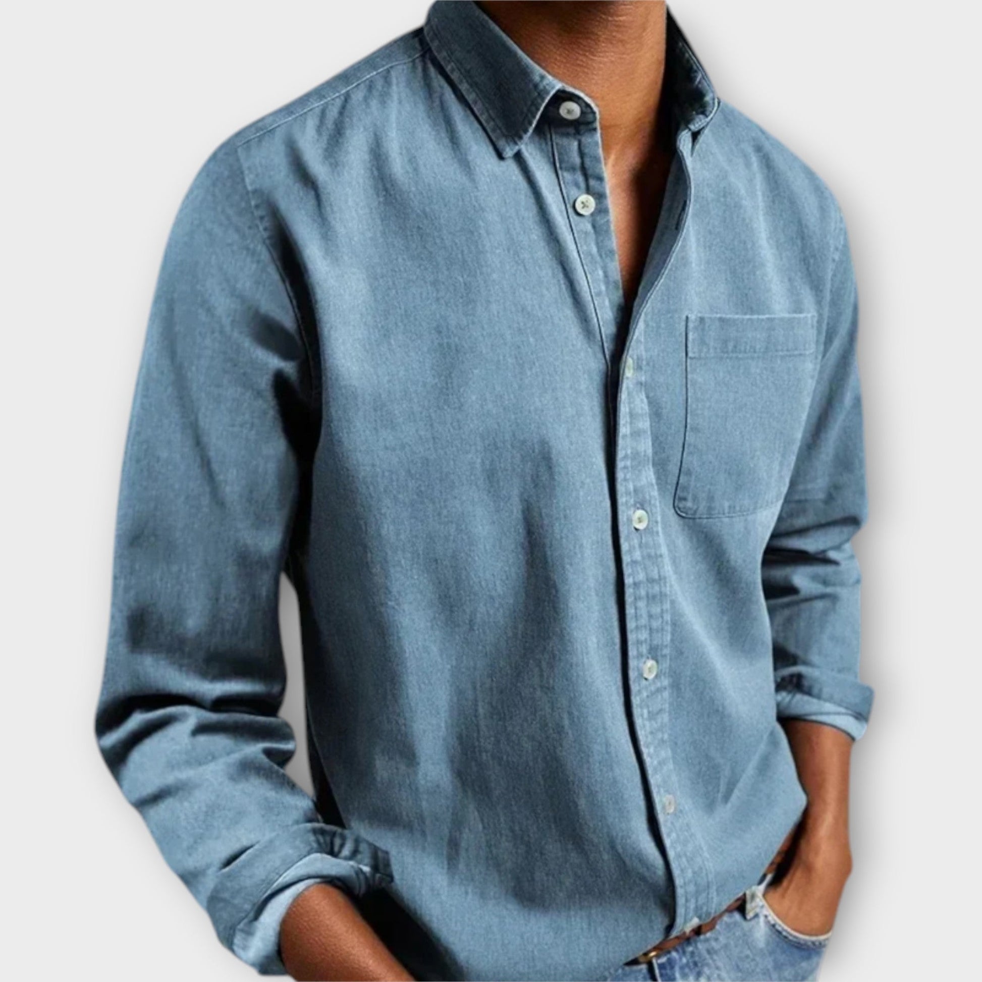 Chemise habillée pour homme à col boutonné en tissu respirant