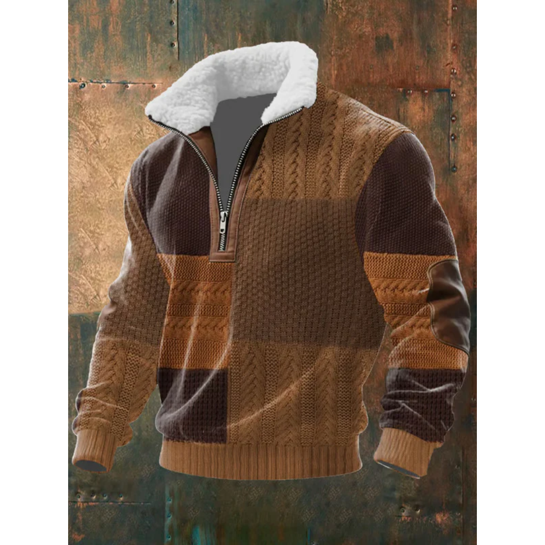 Pull à col haut en polaire pour homme, coupe épurée et col doublé
