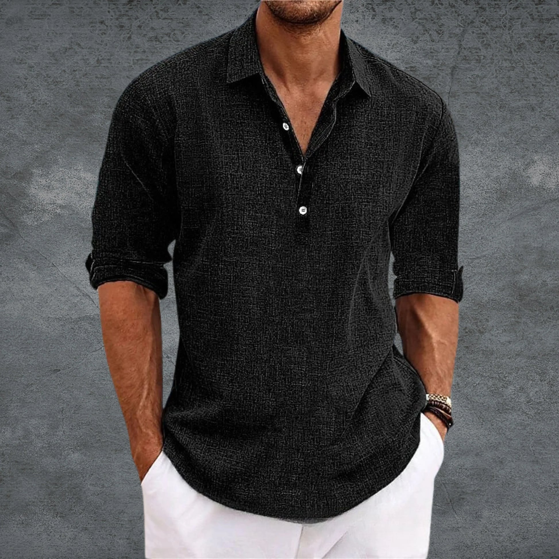 Chemise homme légère et fluide à col ouvert, coupe épurée