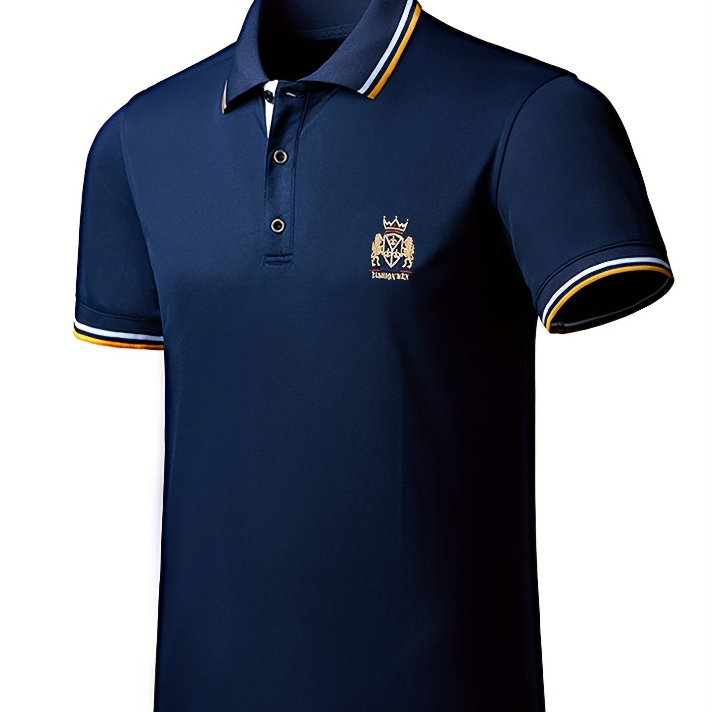 Chemise d'été brodée pour homme avec col à revers décontracté en couleur unie