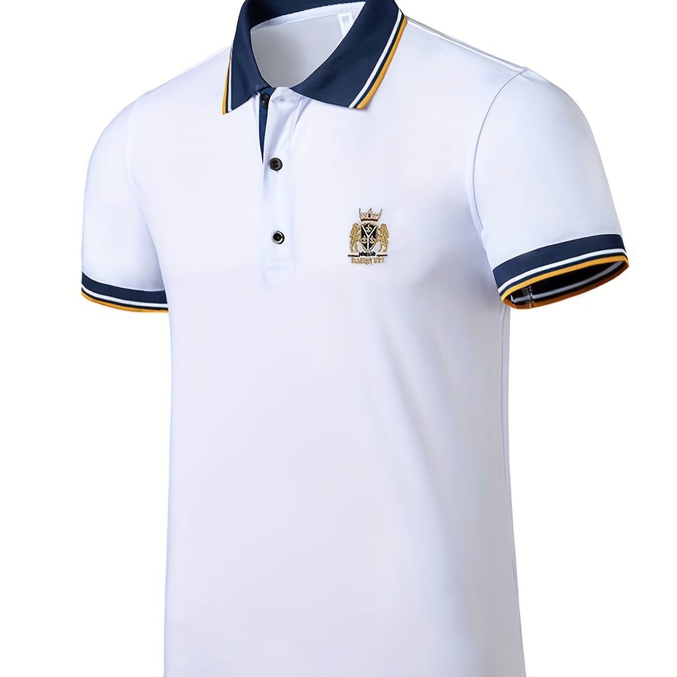 Chemise d'été brodée pour homme avec col à revers décontracté en couleur unie