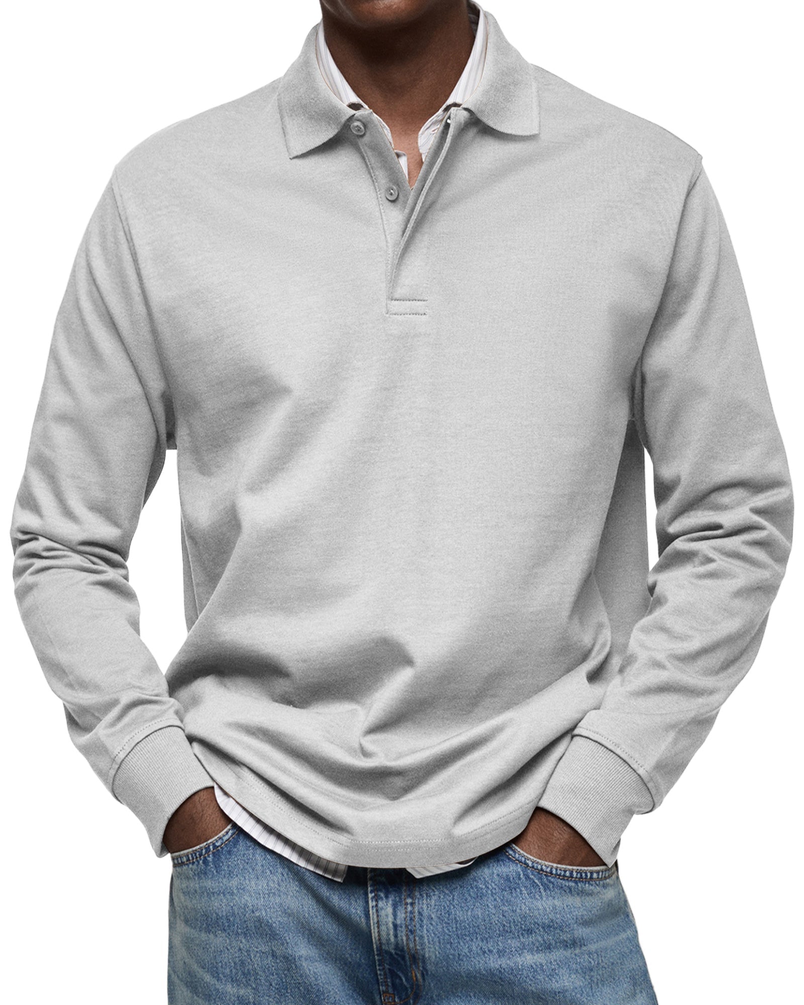 Polo à manches longues pour homme en coupe ajustée, look soigné et intemporel