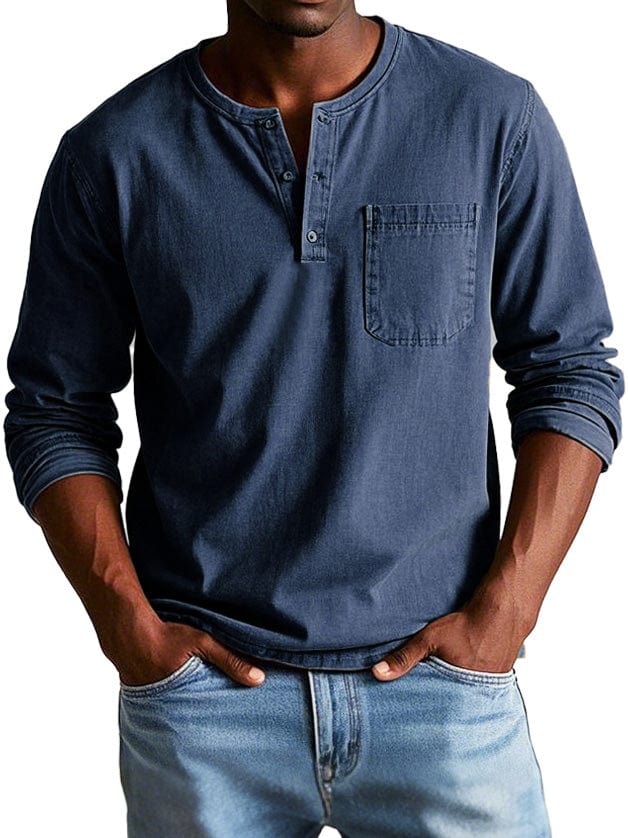 Chemise homme vintage à coupe décontractée, lignes épurées et boutons discrets