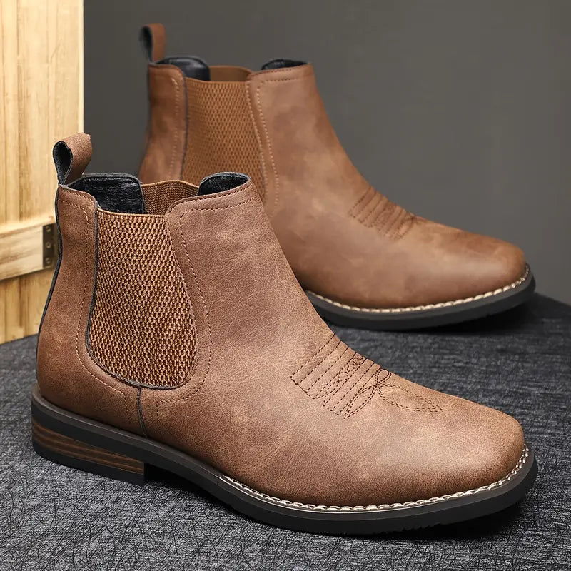 Bottes en cuir pour homme à inserts élastiques latéraux, style italien