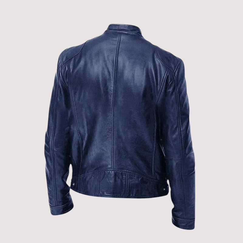 Veste en cuir véritable pour homme à coupe ajustée, portée en look décontracté