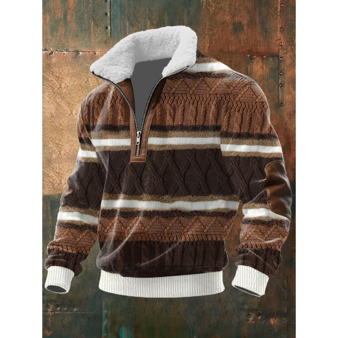 Pull à col haut en polaire pour homme, coupe épurée et col doublé