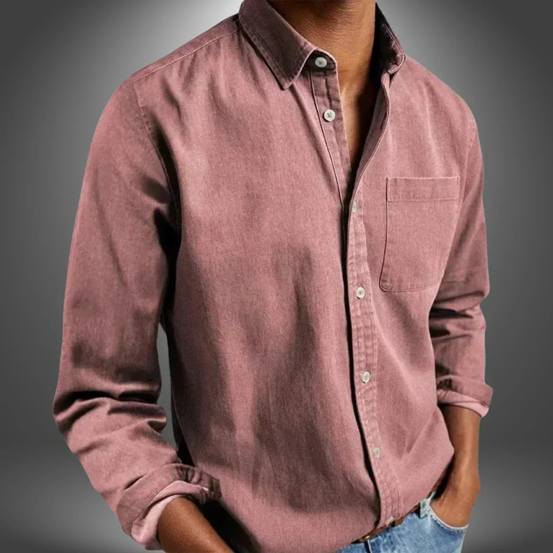 Chemise artisanale pour homme à col ouvert et coupe classique