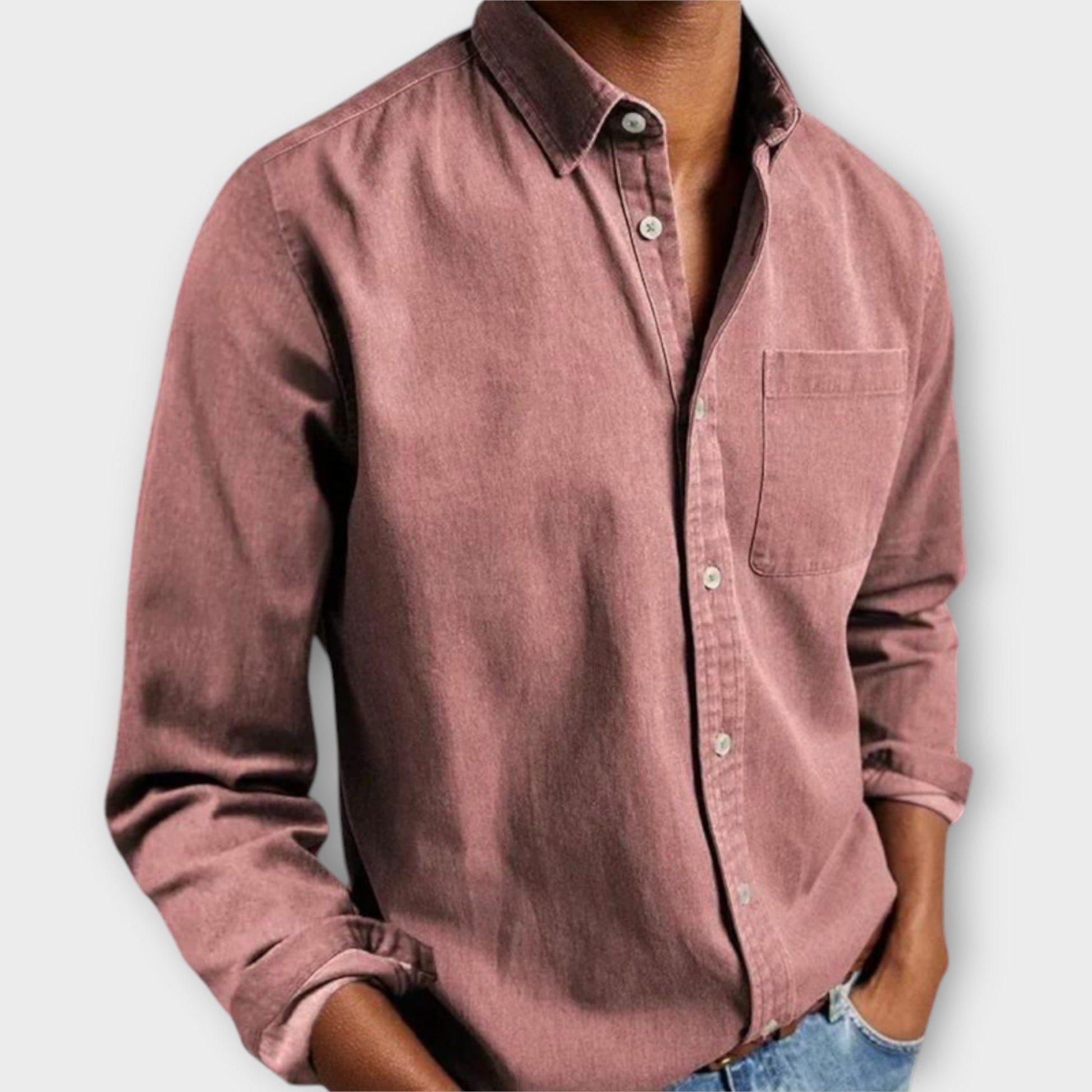 Chemise habillée pour homme à col boutonné en tissu respirant