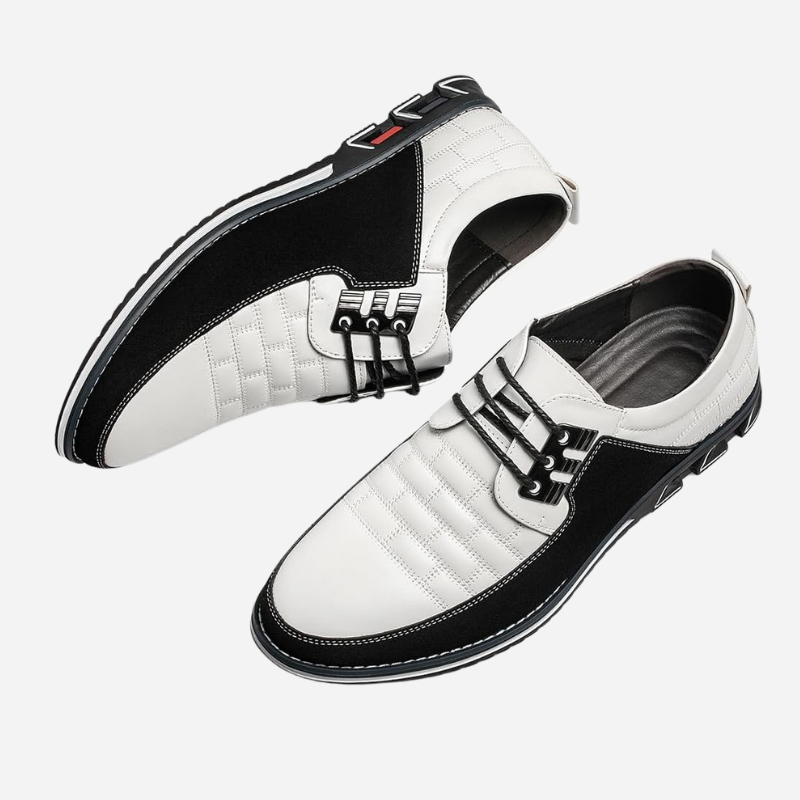 Chaussures homme en cuir perforé respirant avec semelle souple