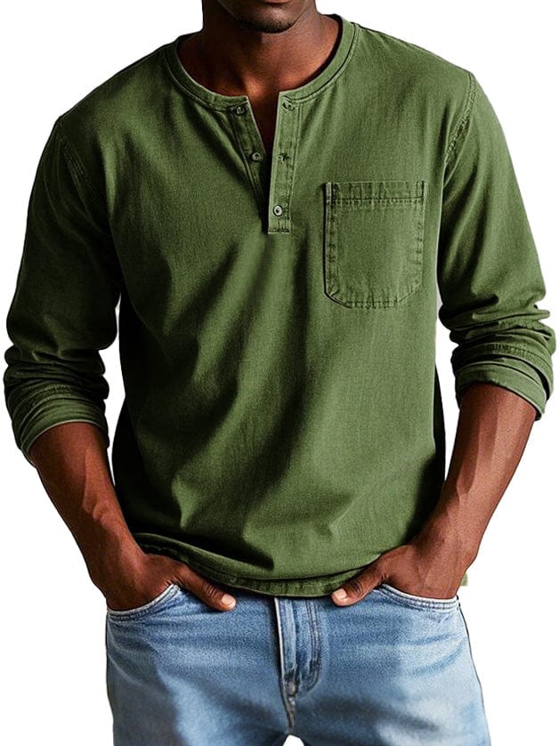 Chemise homme vintage à coupe décontractée, lignes épurées et boutons discrets