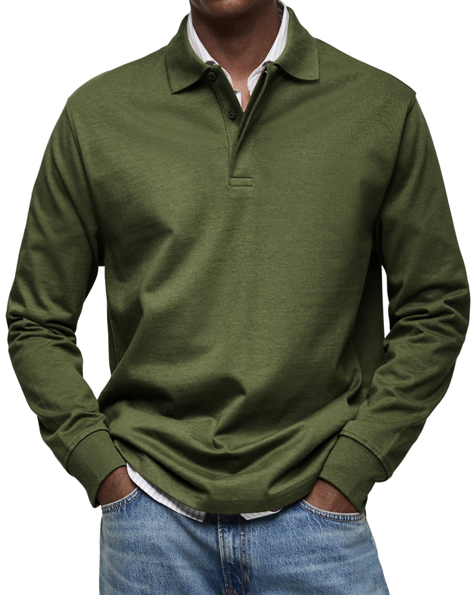 Polo à manches longues pour homme en coupe ajustée, look soigné et intemporel