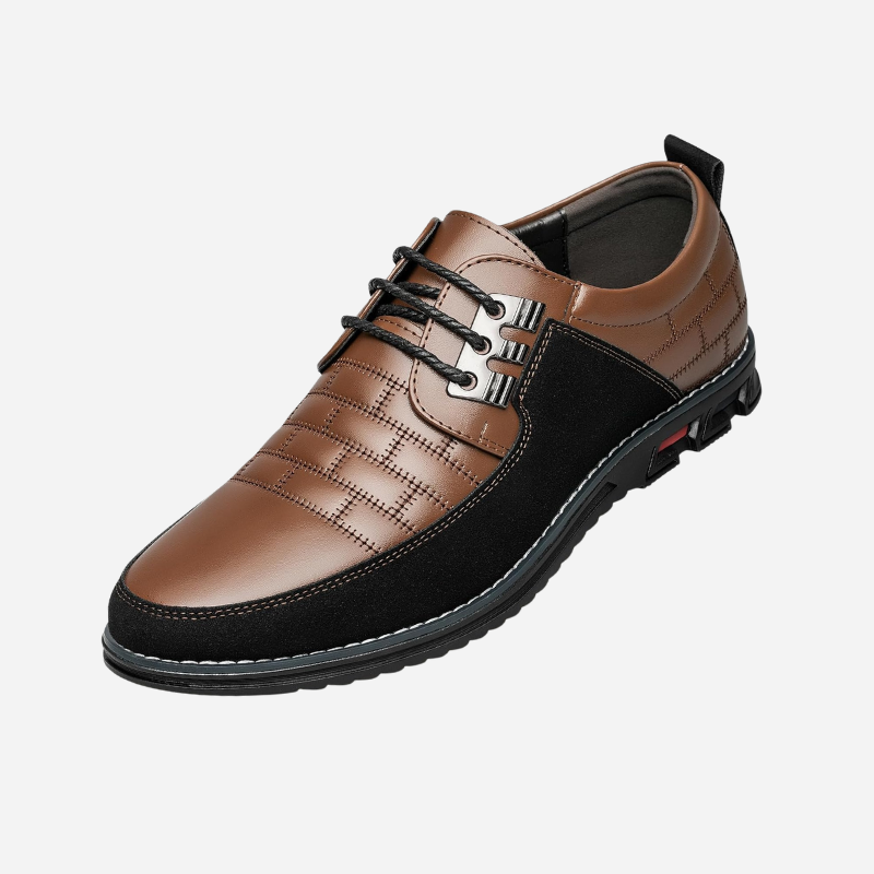 Chaussures homme en cuir perforé respirant avec semelle souple