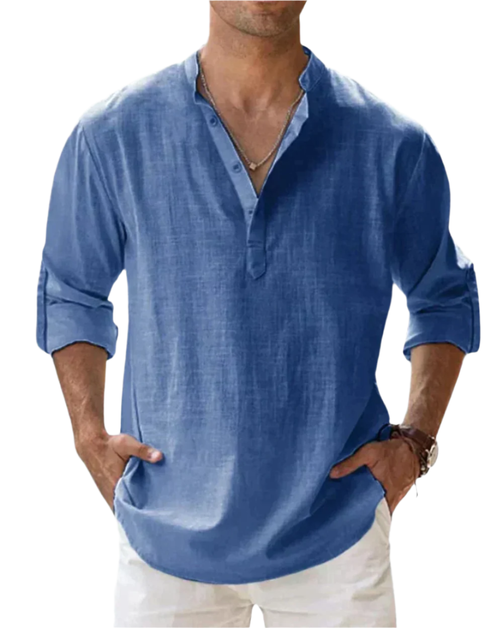 Chemise en coton à coupe ajustée pour homme, look classique et élégant