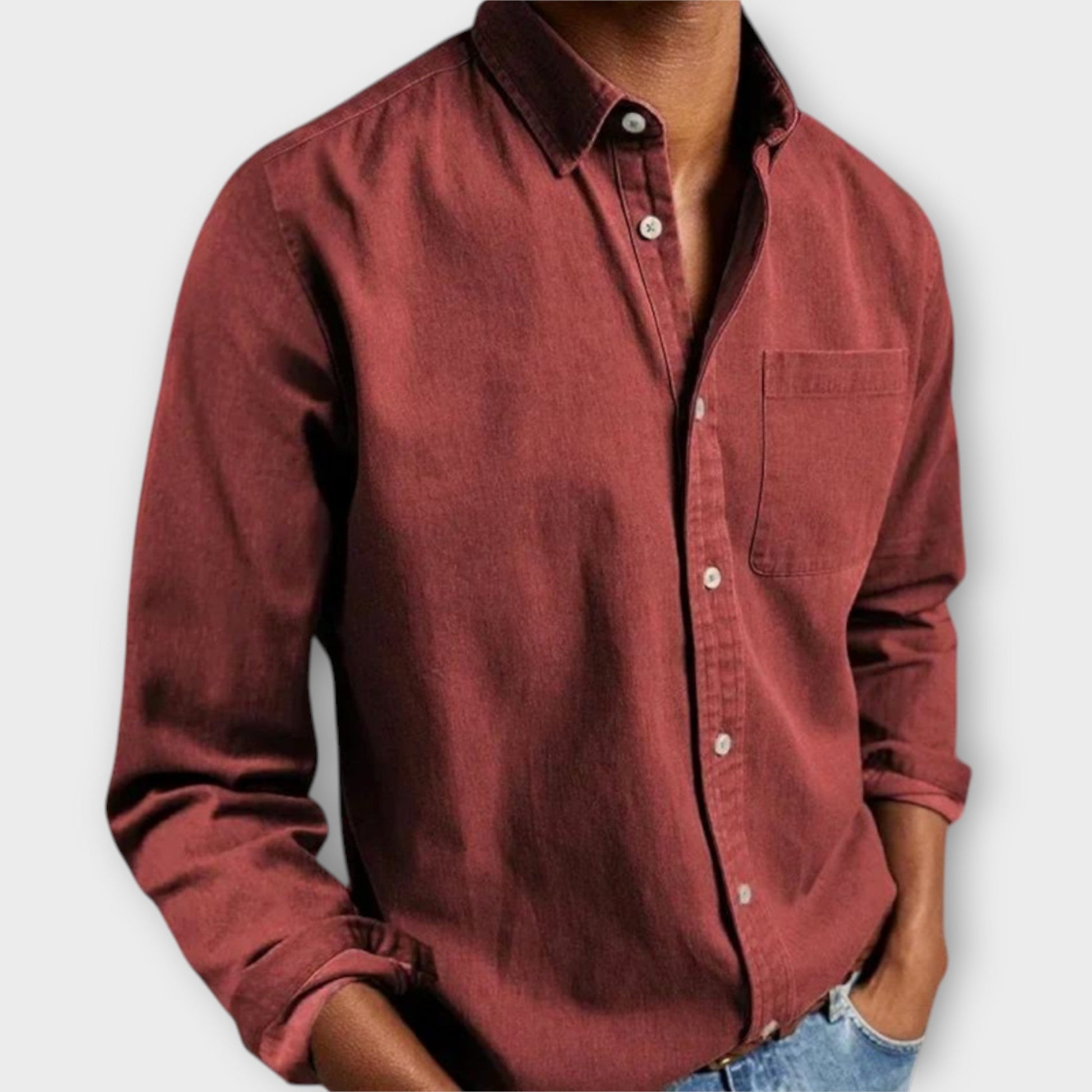 Chemise habillée pour homme à col boutonné en tissu respirant