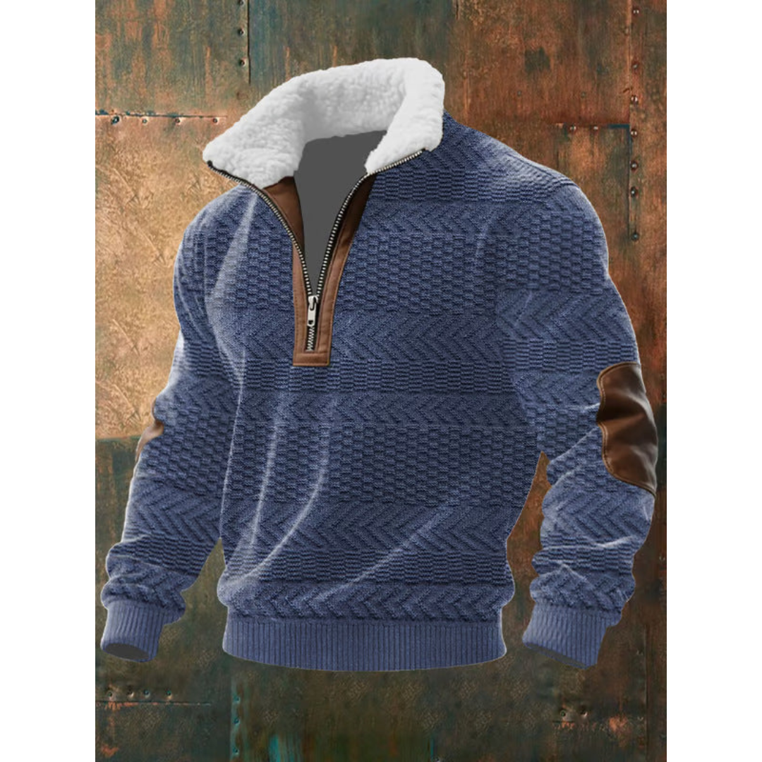 Pull à col haut en polaire pour homme, coupe épurée et col doublé