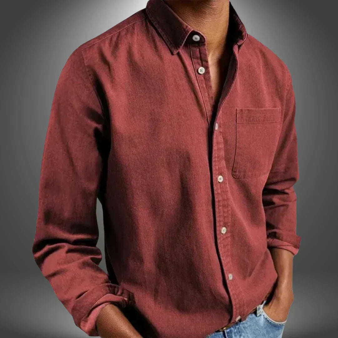 Chemise artisanale pour homme à col ouvert et coupe classique