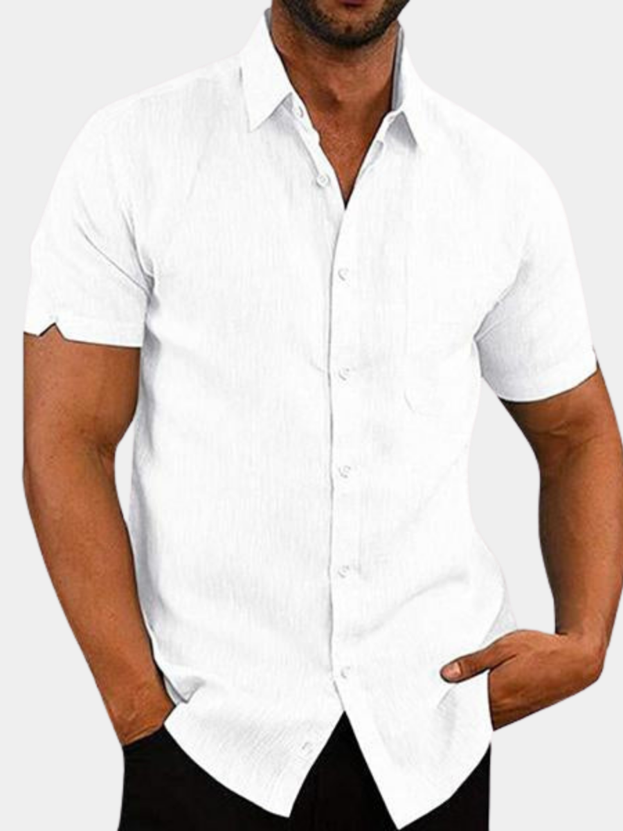 Chemise homme en mélange de lin et coton à la coupe raffinée