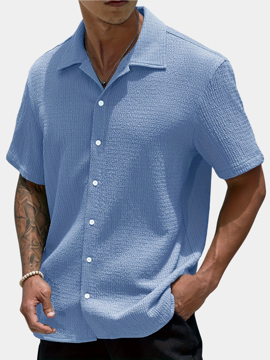 Chemise de printemps pour homme à col classique en tissu léger uni